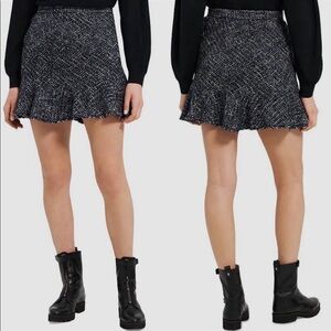 Theory Navy Tweed Mini Skirt